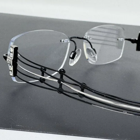Charmant Eyeglasses XL2010 BK Titan Black Rhinestones Rimless Japan 51 [] 17 135